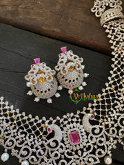 Pink Stone American Diamond Bridal Haram-G3332