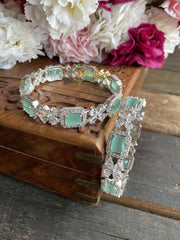 Aqua Marine Green Party Wear Bangles -G1742