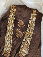 Cluster Pearl AD Stone Rani Har -Green Bead-G9717