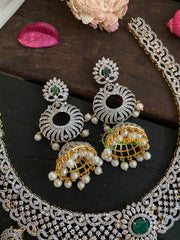 Green American Diamond Bridal Haram-Side Pendants-G4386