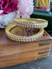 American Diamond Bangles -White and red -G1749