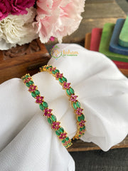 Ruby and Emerald Imitation Stone Bangles -G1752