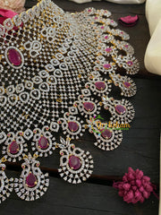 Red American Diamond Royal Bridal High Neck Choker -G4387