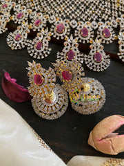 Red American Diamond Royal Bridal High Neck Choker -G4387