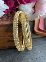 Gold Tone White stone Bangle -G1753