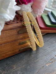 Gold Tone White stone Bangle -G1753