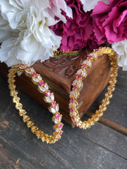 Ad Stone Bangle -2 Bangles -White and Pink -G1734