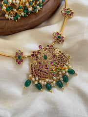 AD Stone Floral Pendant Hasli-Green-G5621