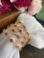 Pink and White Festive Bangles -4 Bangles -G1741