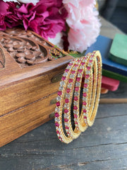 Ad Stone Bangle -4 Bangles -White and Pink -G1736