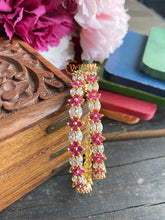 Pink and White AD Stone Festive Bangles -G1755