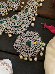 Green Stone American Diamond Bridal Neckpiece-3-G4380