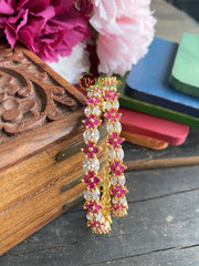 Pink and White AD Stone Festive Bangles -G1755