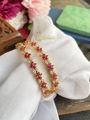 Pink and White AD Stone Festive Bangles -G1755