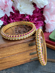 CZ Stone and Kemp Imitation Bangles -White and Red -G1738