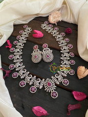 Pink Red American Diamond Bridal Choker-Short Neckpiece-G4378
