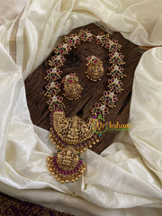 Premium Antique Temple Haram -AD Stone Layer Lakshmi haram-G9724