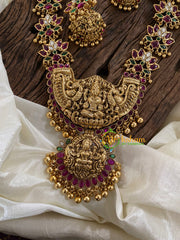 Premium Antique Temple Haram -AD Stone Layer Lakshmi haram-G9724