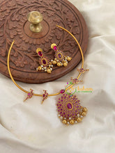 AD Stone Floral Pendant Hasli-Red-G5642