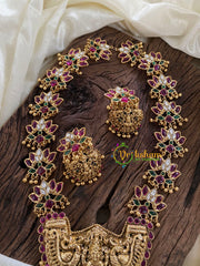 Premium Antique Temple Haram -AD Stone Layer Lakshmi haram-G9724