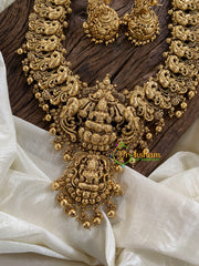 Gold Look Alike Lakshmi Pendant Haram Set -Gold Bead-G9727