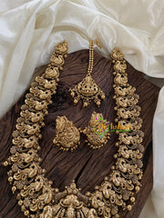 Gold Look Alike Lakshmi Pendant Haram Set -Gold Bead-G9727