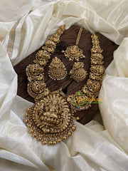 Antique Nakshi Lakshmi Haram-Nagas Neckpiece-Gold Bead Pearls-G9720