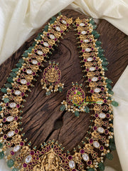 AD Stone Maanga Haram with Ganesh Pendant -Green Bead Finish-G9725