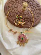 AD Stone Floral Pendant Hasli-Red Green-G5643