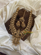 Gold Look Alike Lakshmi Pendant Haram Set-Gold Bead Pearl -G9709