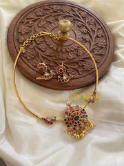 Premium AD Stone Pendant Hasli -Floral Parrot-Gold-G5652