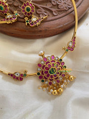 Premium AD Stone Pendant Hasli -Floral Parrot-Gold-G5652