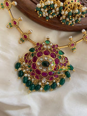 Premium AD Stone Pendant Hasli-Green-G5617