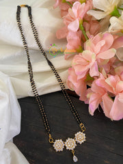 Traditional AD Stone Pendant Mangalsutra- Three Floral Tear Drop -G2761