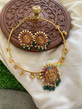 Premium AD Stone Lakshmi Pendant Hasli-Green-G5629