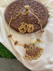 AD Stone Floral Pendant Hasli-Gold-G5622