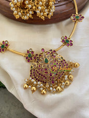 AD Stone Floral Pendant Hasli-Gold-G5622