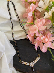 Traditional AD Stone Floral Leaf Pendant Mangalsutra-G2754