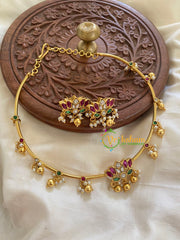 Premium AD Stone Lotus Pendant Hasli-Gold Pearl-G5646