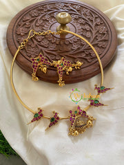 Premium AD Stone Jhumka Pendant Hasli-Gold Bead-G5650