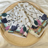 Premium Hand Embroidered Readymade Blouse-White-VS625