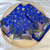 Premium Hand Embroidered Readymade Blouse-Royal Blue-VS622