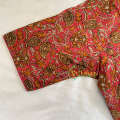 Red Orange Brown Kalamkari Printed Readymade Cotton Blouse  -VS1872