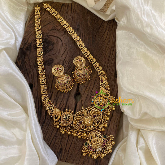 Premium Antique Temple Haram - Lakshmi Haram-Gold Bead -G10452