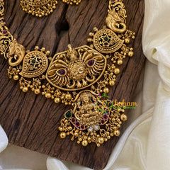 Premium Antique Temple Haram - Lakshmi Haram-Gold Bead -G10452