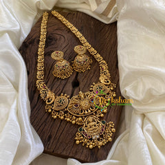 Premium Antique Temple Haram - Lakshmi Haram-Gold Bead -G10452