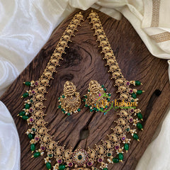 Premium Gold Look Alike Haram with Pendant-Green Bead -G10454