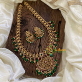 Premium Gold Look Alike Haram with Pendant-Green Bead -G10454