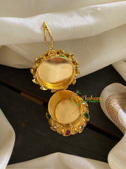 Gold Look Alike Lakshmi Kumkum Box- Petals-Green Red White-G3454