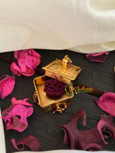 Gold Look Alike Beaded Kumkum Box-Red Green Bead-G3461